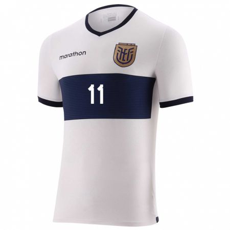 Kandiny Enfant Maillot Équateur Michael Estrada #11 Blanc Tenues Extérieur 24-26 T-Shirt