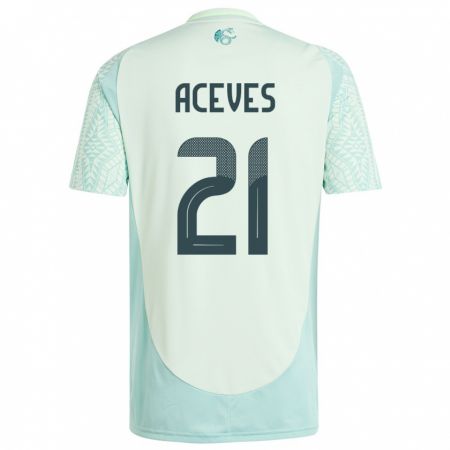 Kandiny Enfant Maillot Mexique Daniel Aceves #21 Lin Vert Tenues Extérieur 24-26 T-Shirt