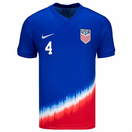 Kandiny Enfant Maillot États-Unis Becky Sauerbrunn #4 Bleu Tenues Extérieur 24-26 T-Shirt