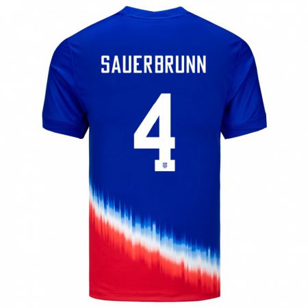 Kandiny Enfant Maillot États-Unis Becky Sauerbrunn #4 Bleu Tenues Extérieur 24-26 T-Shirt