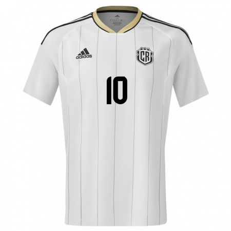 Kandiny Enfant Maillot Costa Rica Bryan Ruiz #10 Blanc Tenues Extérieur 24-26 T-Shirt