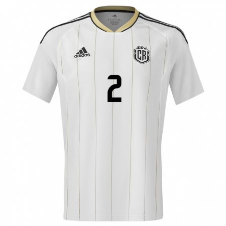 Kandiny Enfant Maillot Costa Rica Daniel Chacon #2 Blanc Tenues Extérieur 24-26 T-Shirt