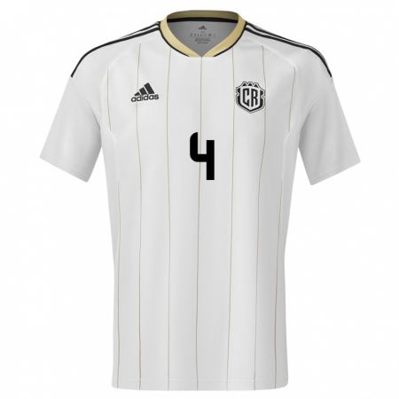 Kandiny Enfant Maillot Costa Rica Juan Pablo Vargas #4 Blanc Tenues Extérieur 24-26 T-Shirt