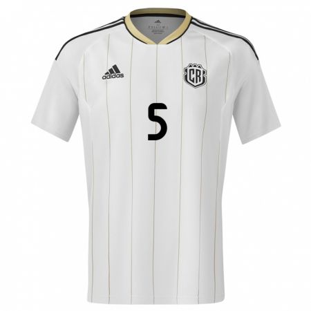 Kandiny Enfant Maillot Costa Rica Santiago Van Der Putten #5 Blanc Tenues Extérieur 24-26 T-Shirt