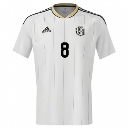 Kandiny Enfant Maillot Costa Rica Creichel Perez #8 Blanc Tenues Extérieur 24-26 T-Shirt