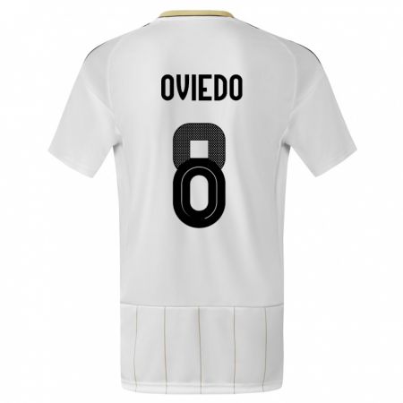 Kandiny Enfant Maillot Costa Rica Bryan Oviedo #8 Blanc Tenues Extérieur 24-26 T-Shirt