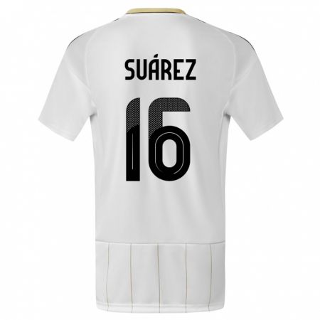 Kandiny Enfant Maillot Costa Rica Aaron Suarez #16 Blanc Tenues Extérieur 24-26 T-Shirt