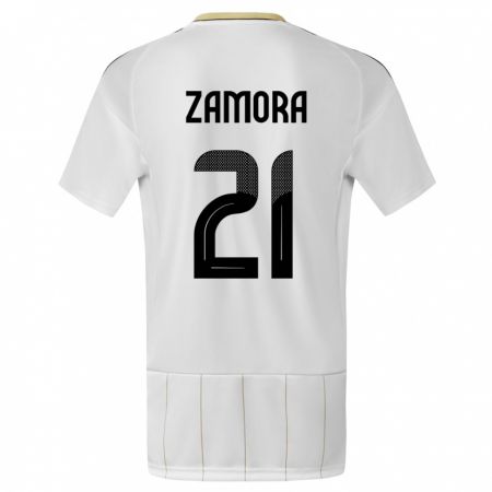 Kandiny Enfant Maillot Costa Rica Alvaro Zamora #21 Blanc Tenues Extérieur 24-26 T-Shirt