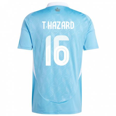 Kandiny Enfant Maillot Belgique Thorgan Hazard #16 Bleu Tenues Extérieur 24-26 T-Shirt