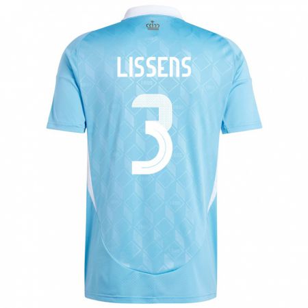 Kandiny Enfant Maillot Belgique Lucas Lissens #3 Bleu Tenues Extérieur 24-26 T-Shirt