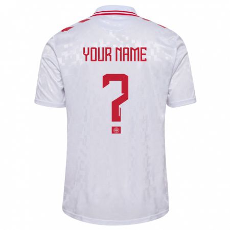 Kandiny Enfant Maillot Danemark Votre Nom #0 Blanc Tenues Extérieur 24-26 T-Shirt
