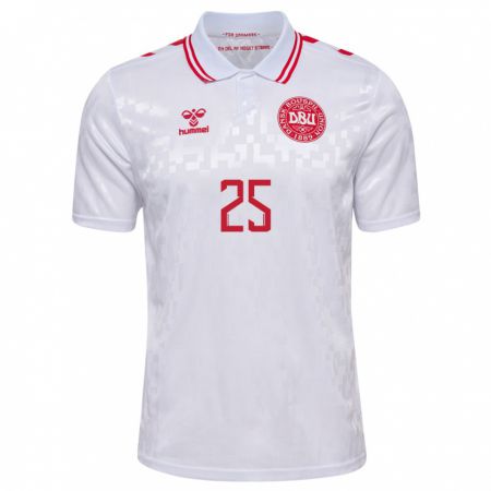 Kandiny Enfant Maillot Danemark Rasmus Kristensen #25 Blanc Tenues Extérieur 24-26 T-Shirt