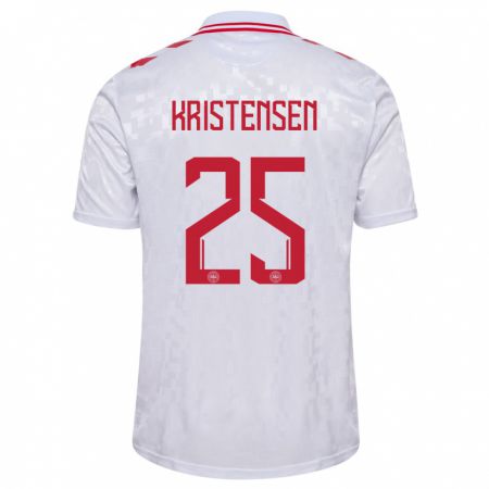 Kandiny Enfant Maillot Danemark Rasmus Kristensen #25 Blanc Tenues Extérieur 24-26 T-Shirt