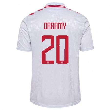 Kandiny Enfant Maillot Danemark Mohamed Daramy #20 Blanc Tenues Extérieur 24-26 T-Shirt