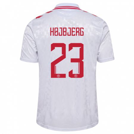 Kandiny Enfant Maillot Danemark Pierre-Emile Højbjerg #23 Blanc Tenues Extérieur 24-26 T-Shirt