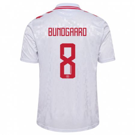 Kandiny Enfant Maillot Danemark Filip Bundgaard #8 Blanc Tenues Extérieur 24-26 T-Shirt