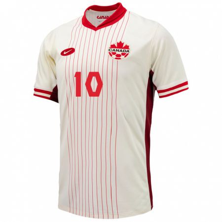 Kandiny Enfant Maillot Canada Jonathan David #10 Blanc Tenues Extérieur 24-26 T-Shirt