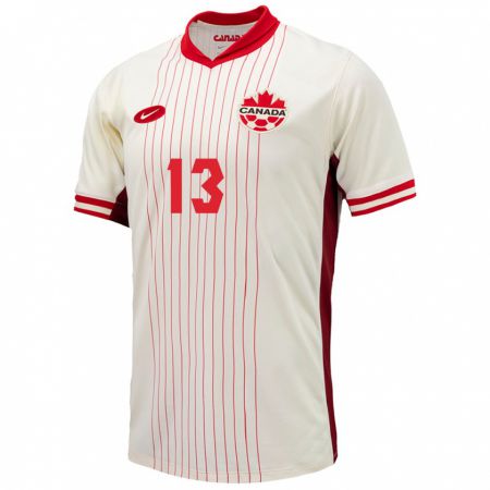 Kandiny Enfant Maillot Canada Kobe Franklin #13 Blanc Tenues Extérieur 24-26 T-Shirt