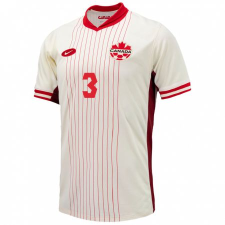 Kandiny Enfant Maillot Canada Luc De Fougerolles #3 Blanc Tenues Extérieur 24-26 T-Shirt