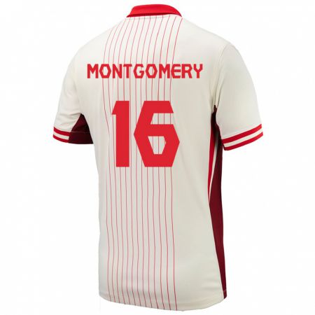 Kandiny Enfant Maillot Canada Callum Montgomery #16 Blanc Tenues Extérieur 24-26 T-Shirt