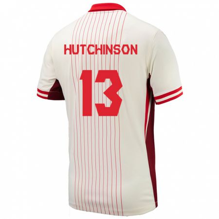 Kandiny Enfant Maillot Canada Atiba Hutchinson #13 Blanc Tenues Extérieur 24-26 T-Shirt