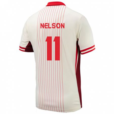 Kandiny Enfant Maillot Canada Jayden Nelson #11 Blanc Tenues Extérieur 24-26 T-Shirt