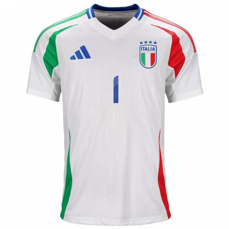 Kandiny Enfant Maillot Italie Gianluigi Donnarumma #1 Blanc Tenues Extérieur 24-26 T-Shirt