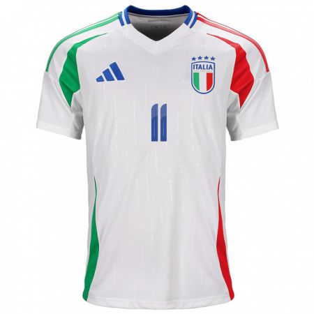 Kandiny Enfant Maillot Italie Lorenzo Anghelè #11 Blanc Tenues Extérieur 24-26 T-Shirt