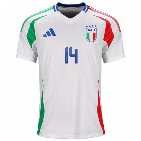 Kandiny Enfant Maillot Italie Federico Chiesa #14 Blanc Tenues Extérieur 24-26 T-Shirt