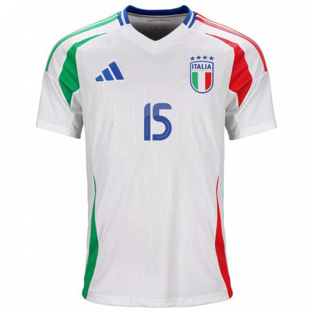 Kandiny Enfant Maillot Italie Francesco Acerbi #15 Blanc Tenues Extérieur 24-26 T-Shirt