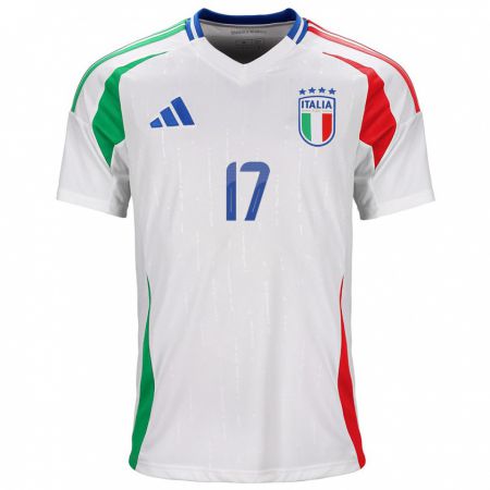 Kandiny Enfant Maillot Italie Gianluca Mancini #17 Blanc Tenues Extérieur 24-26 T-Shirt