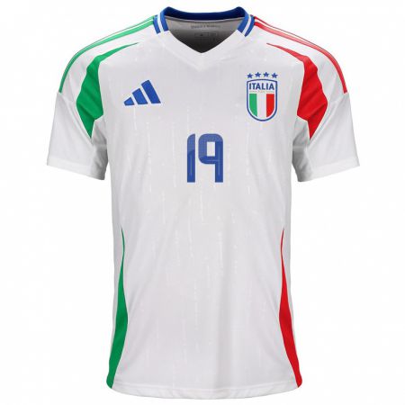 Kandiny Enfant Maillot Italie Matteo Politano #19 Blanc Tenues Extérieur 24-26 T-Shirt