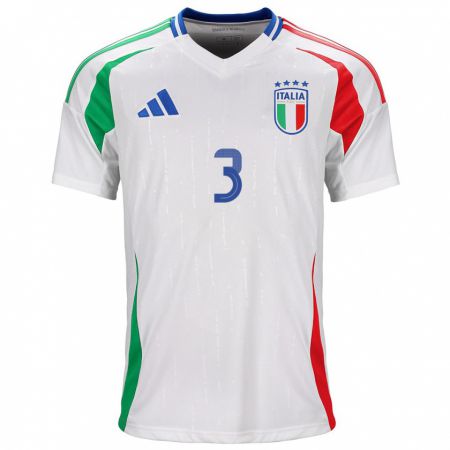 Kandiny Enfant Maillot Italie Federico Dimarco #3 Blanc Tenues Extérieur 24-26 T-Shirt