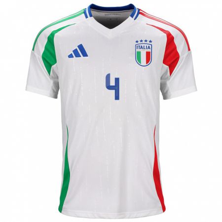 Kandiny Enfant Maillot Italie Alessandro Buongiorno #4 Blanc Tenues Extérieur 24-26 T-Shirt