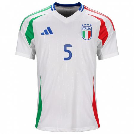 Kandiny Enfant Maillot Italie Cristiano Biraghi #5 Blanc Tenues Extérieur 24-26 T-Shirt