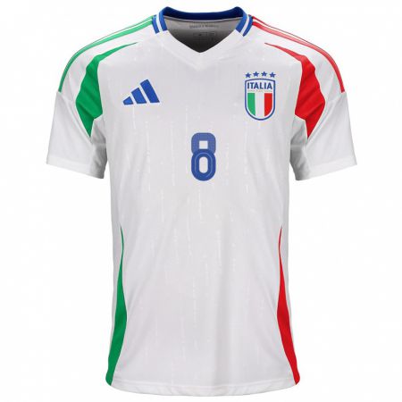 Kandiny Enfant Maillot Italie Luca Di Maggio #8 Blanc Tenues Extérieur 24-26 T-Shirt