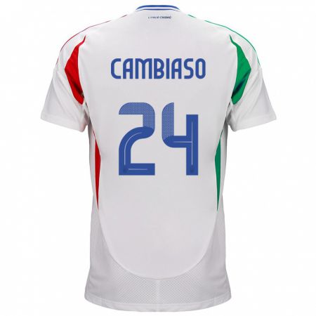 Kandiny Enfant Maillot Italie Andrea Cambiaso #24 Blanc Tenues Extérieur 24-26 T-Shirt