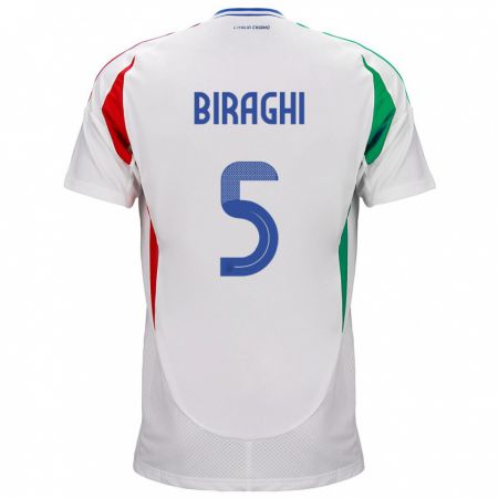 Kandiny Enfant Maillot Italie Cristiano Biraghi #5 Blanc Tenues Extérieur 24-26 T-Shirt