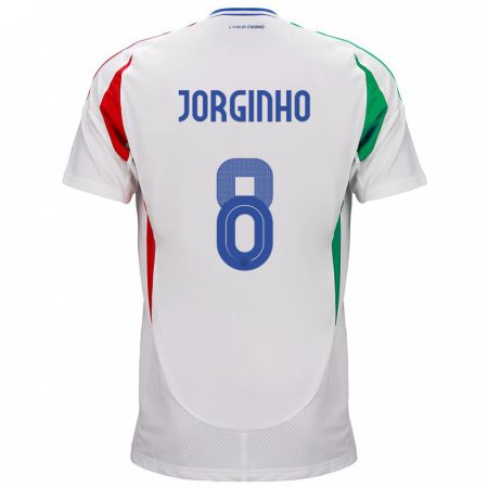 Kandiny Enfant Maillot Italie Jorginho #8 Blanc Tenues Extérieur 24-26 T-Shirt