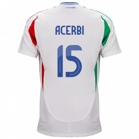 Kandiny Enfant Maillot Italie Francesco Acerbi #15 Blanc Tenues Extérieur 24-26 T-Shirt