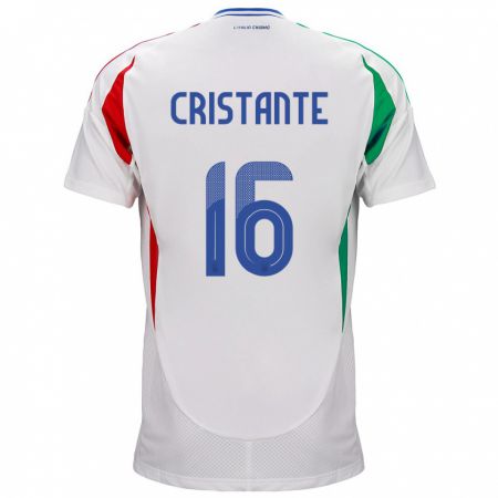 Kandiny Enfant Maillot Italie Bryan Cristante #16 Blanc Tenues Extérieur 24-26 T-Shirt