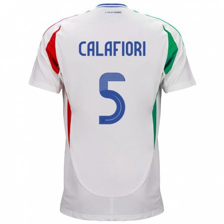 Kandiny Enfant Maillot Italie Riccardo Calafiori #5 Blanc Tenues Extérieur 24-26 T-Shirt