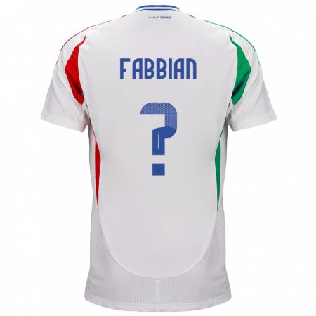 Kandiny Enfant Maillot Italie Giovanni Fabbian #0 Blanc Tenues Extérieur 24-26 T-Shirt