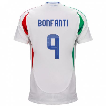 Kandiny Enfant Maillot Italie Nicholas Bonfanti #9 Blanc Tenues Extérieur 24-26 T-Shirt