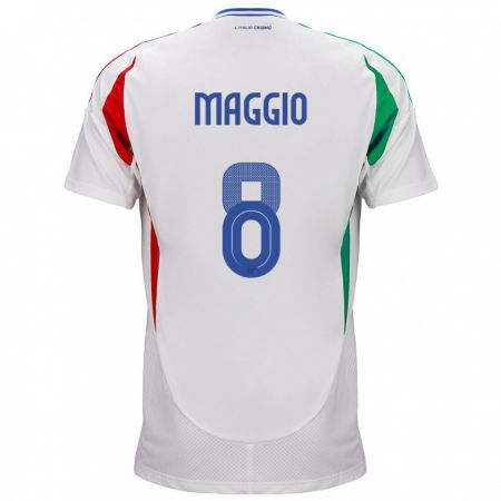 Kandiny Enfant Maillot Italie Luca Di Maggio #8 Blanc Tenues Extérieur 24-26 T-Shirt