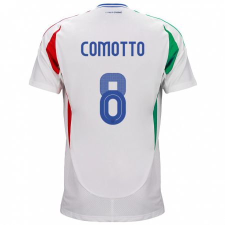 Kandiny Enfant Maillot Italie Christian Comotto #8 Blanc Tenues Extérieur 24-26 T-Shirt