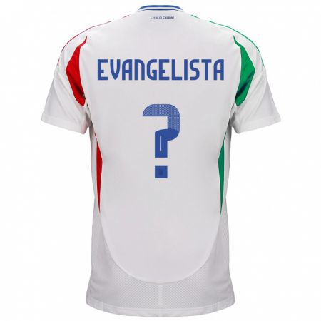 Kandiny Enfant Maillot Italie Edoardo Evangelista #0 Blanc Tenues Extérieur 24-26 T-Shirt