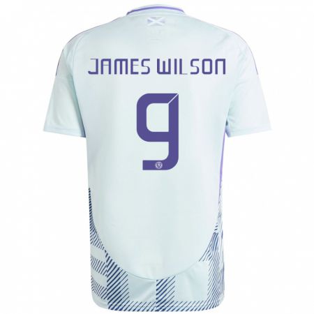 Kandiny Enfant Maillot Écosse James Wilson #9 Bleu Menthe Clair Tenues Extérieur 24-26 T-Shirt