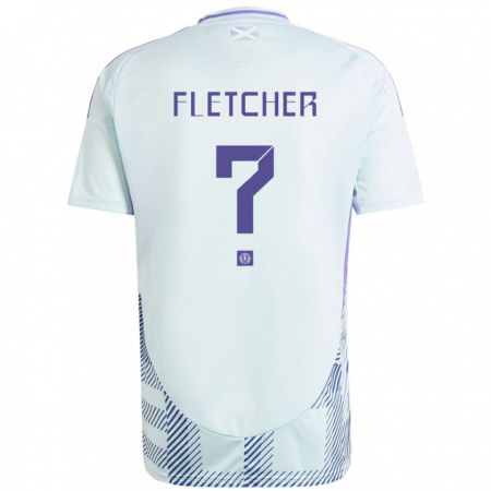 Kandiny Enfant Maillot Écosse Tyler Fletcher #0 Bleu Menthe Clair Tenues Extérieur 24-26 T-Shirt