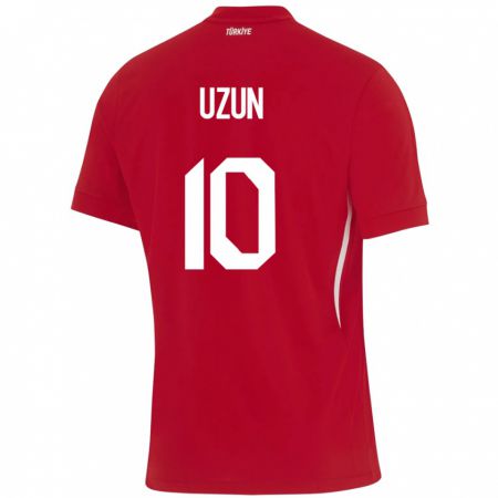 Kandiny Enfant Maillot Turquie Emre Uzun #10 Rouge Tenues Extérieur 24-26 T-Shirt